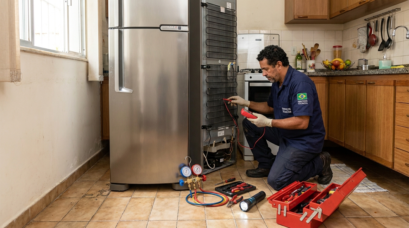 Técnico de conserto de geladeira em residência em Belém‑PA